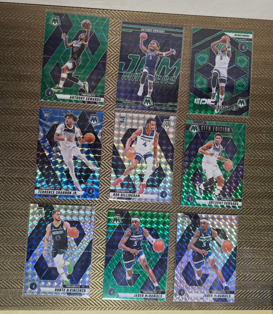 Lot 9 Cartes collection sport Basketball NBA Equipe TIMBERWOLVES Panini