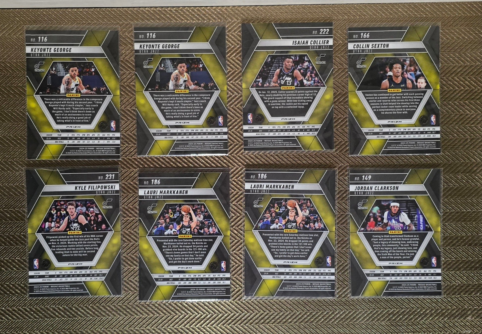 Lot 8 Cartes collection sport Basketball NBA Equipe JAZZ Panini