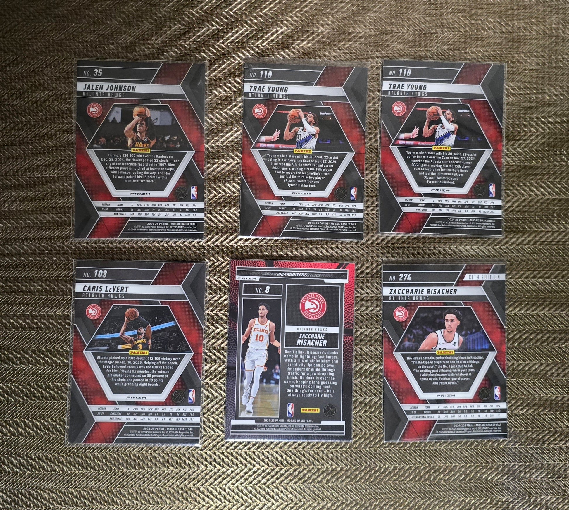 Lot 6 Cartes collection sport Basketball NBA Equipe HAWKS Panini