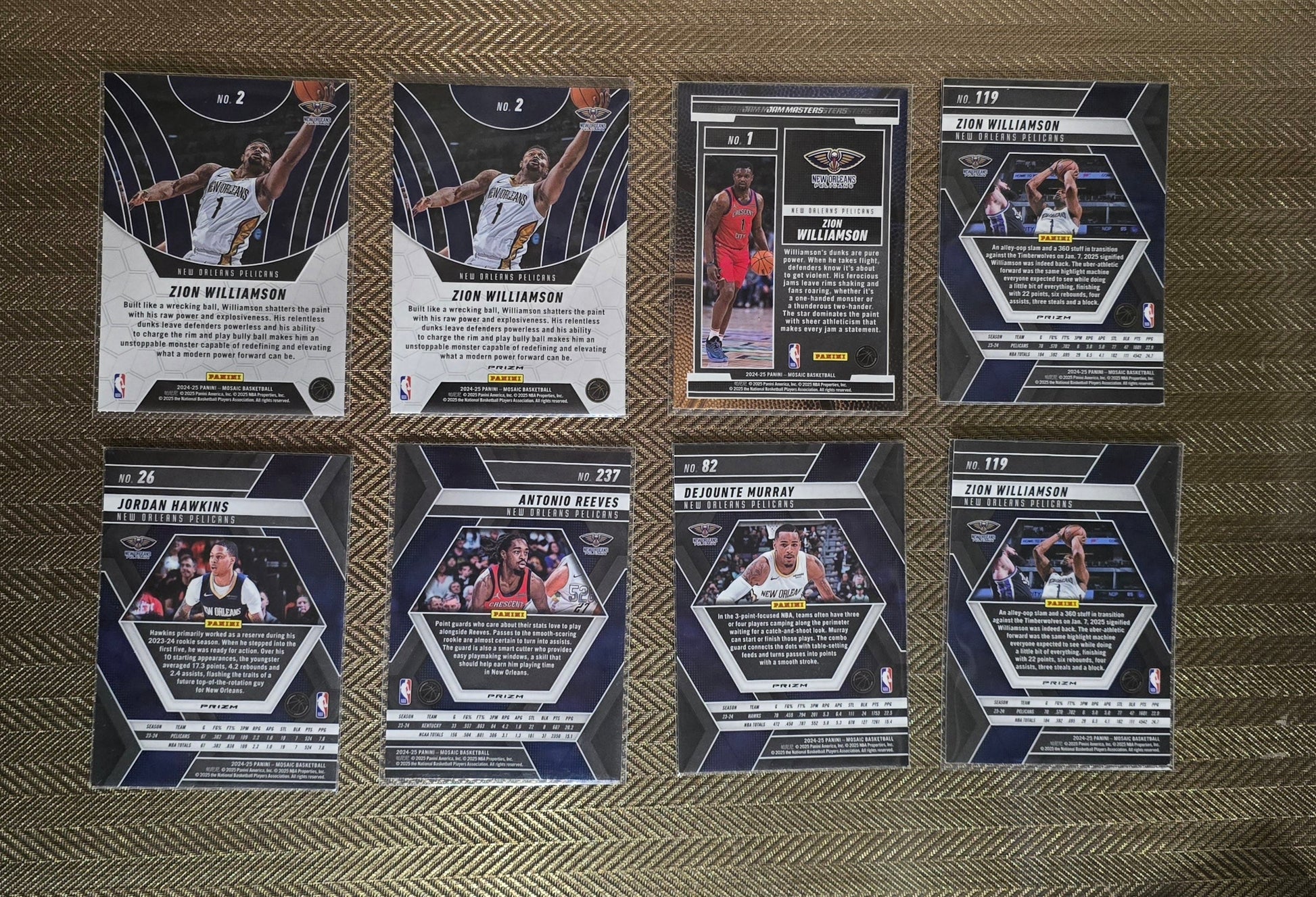 Lot 8 Cartes collection sport Basketball NBA Equipe PELICANS Panini