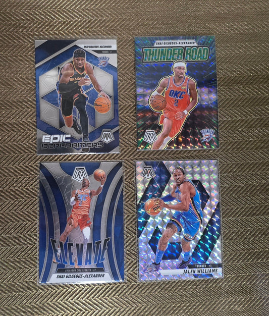 Lot 4 Cartes collection sport Basketball NBA Equipe OKLAHOMA CITY THUNDER Panini
