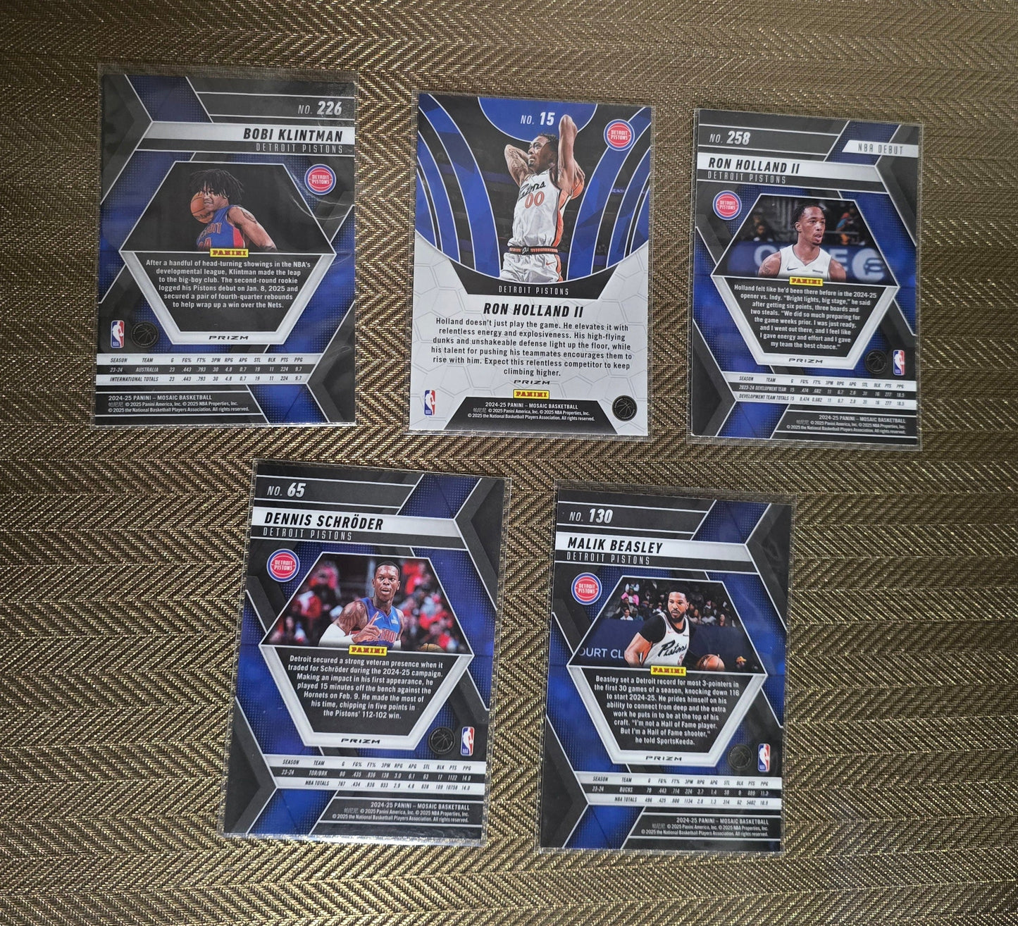 Lot 5 Cartes collection sport Basketball NBA Equipe DETROIT PISTONS Panini