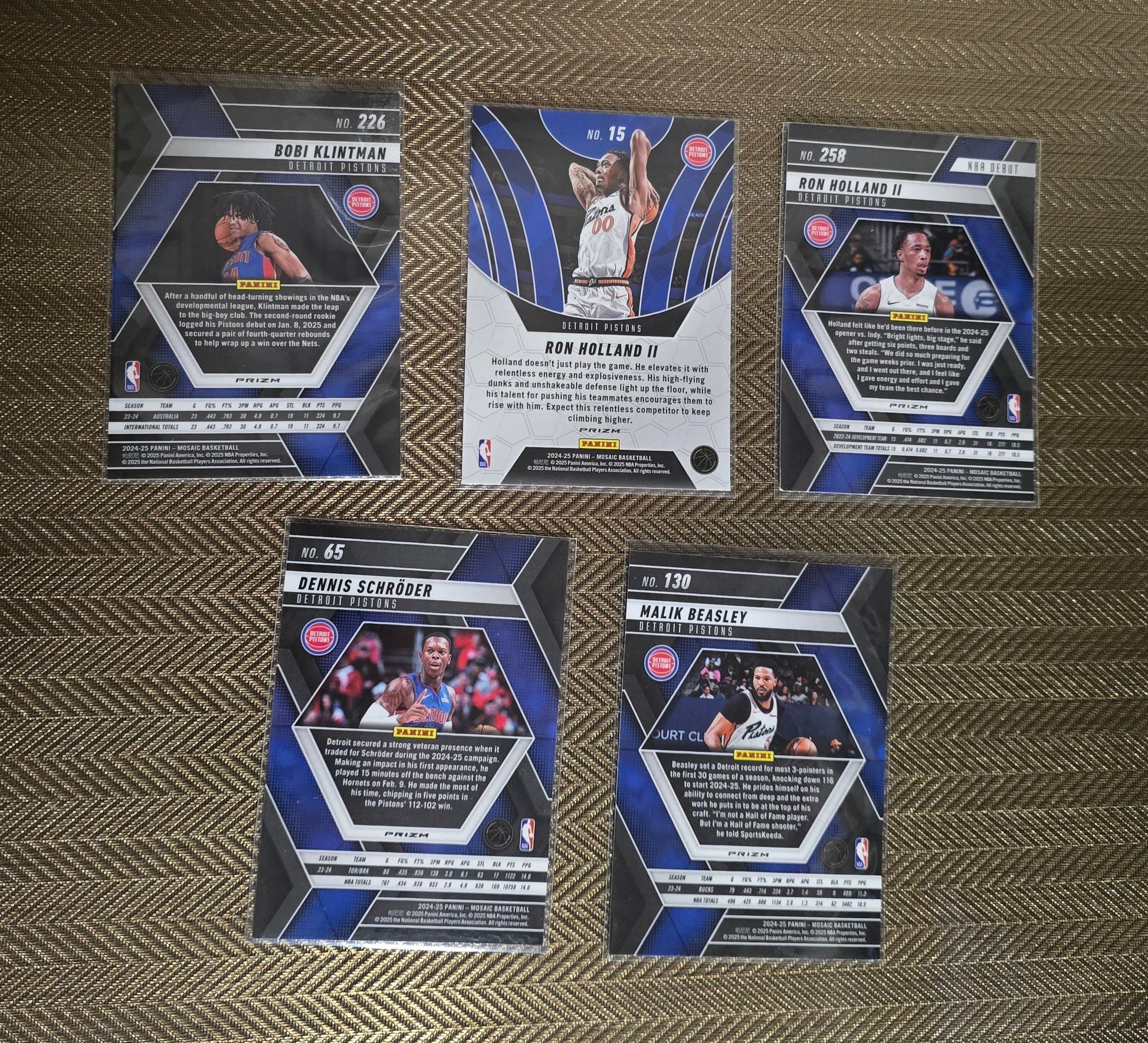 Lot 5 Cartes collection sport Basketball NBA Equipe DETROIT PISTONS Panini