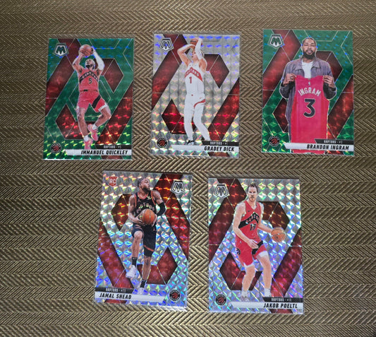 Lot 5 Cartes collection sport Basketball NBA Equipe RAPTORS Panini