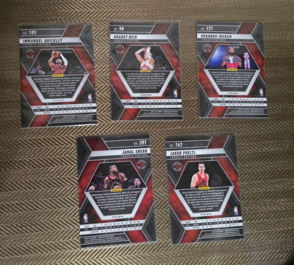 Lot 5 Cartes collection sport Basketball NBA Equipe RAPTORS Panini