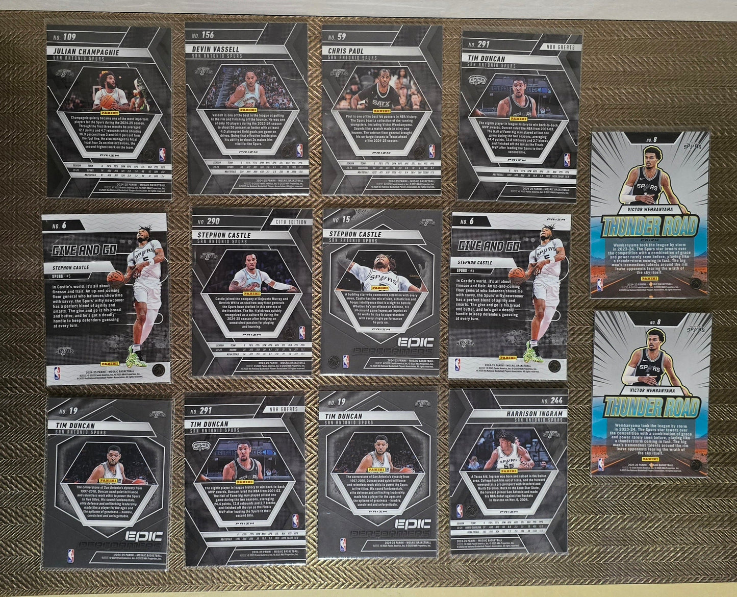 Lot 14 Cartes collection sport Basketball NBA Equipe SPURS Panini