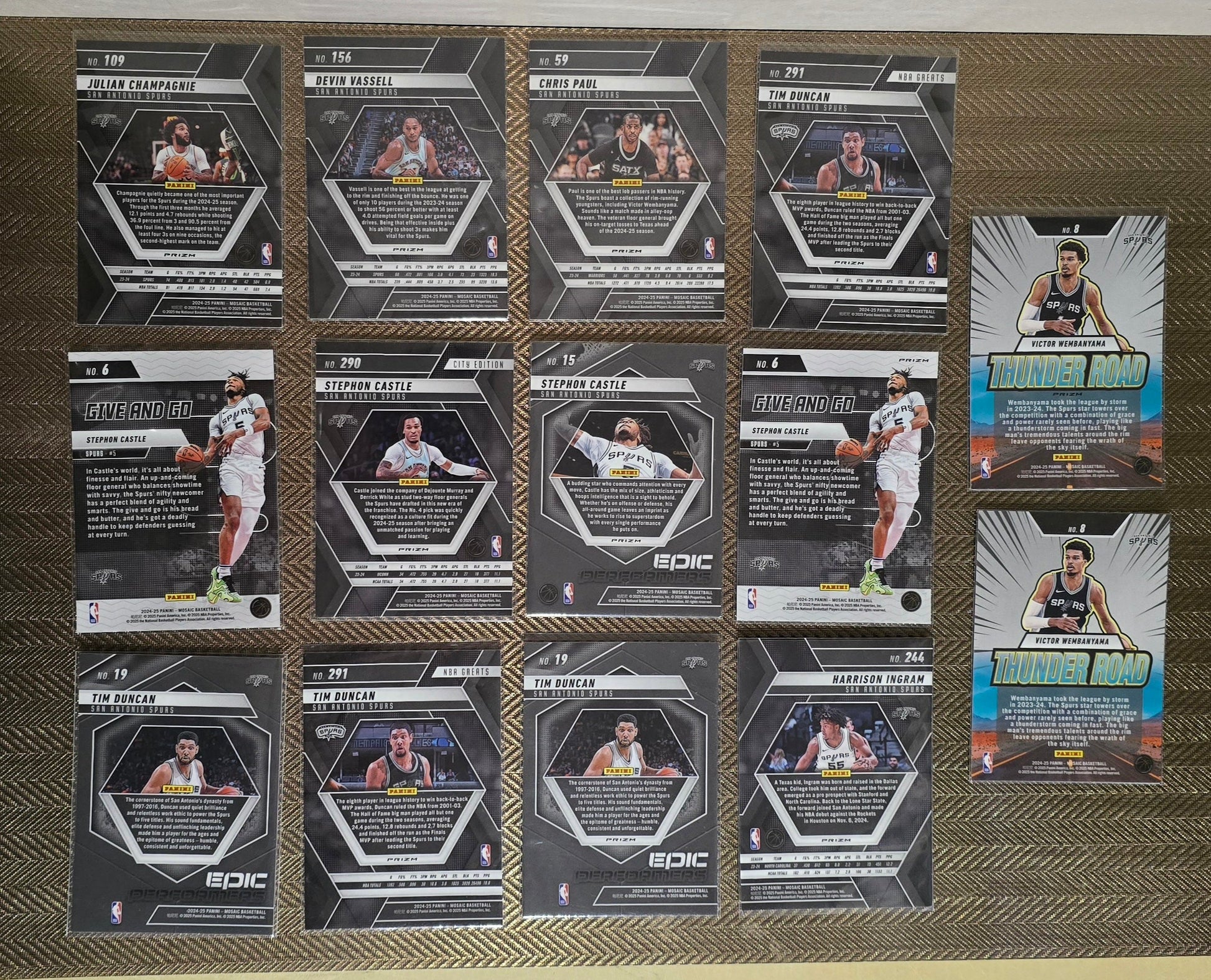 Lot 14 Cartes collection sport Basketball NBA Equipe SPURS Panini
