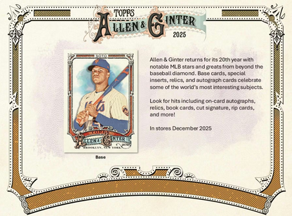 2025 Topps Allen & Ginter Cartes Baseball MLB Blaster Box