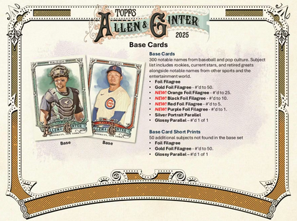 2025 Topps Allen & Ginter Cartes Baseball MLB Blaster Box
