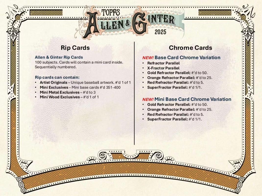 2025 Topps Allen & Ginter Cartes Baseball MLB Blaster Box