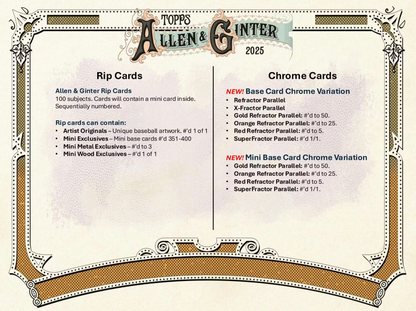2025 Topps Allen & Ginter Cartes Baseball MLB Blaster Box