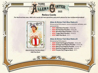 2025 Topps Allen & Ginter Cartes Baseball MLB Blaster Box