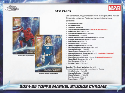 2025 Topps Chrome Cartes Marvel Studios Blaster Box
