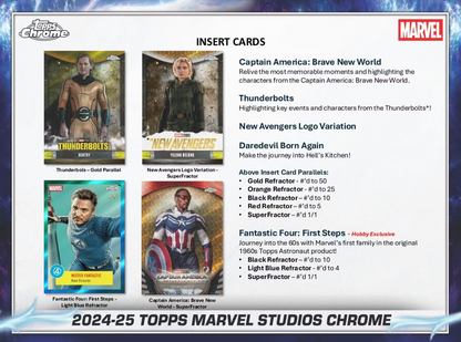 2025 Topps Chrome Cartes Marvel Studios Blaster Box