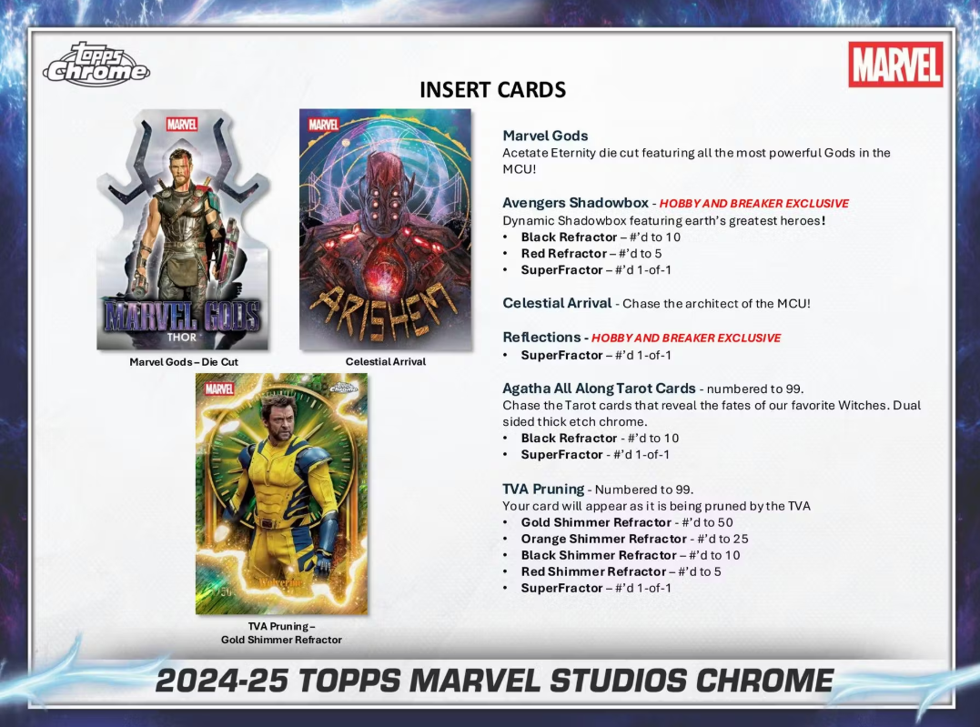 2025 Topps Chrome Cartes Marvel Studios Blaster Box