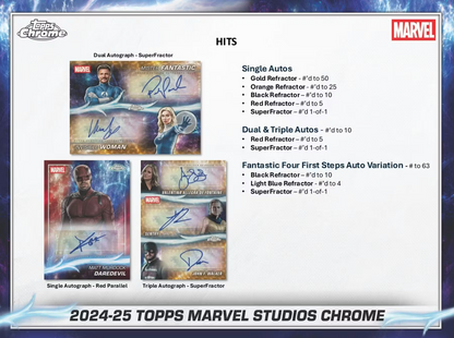 2025 Topps Chrome Cartes Marvel Studios Blaster Box