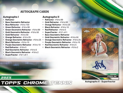 2025 Topps Chrome Cartes Tennis Delight Box