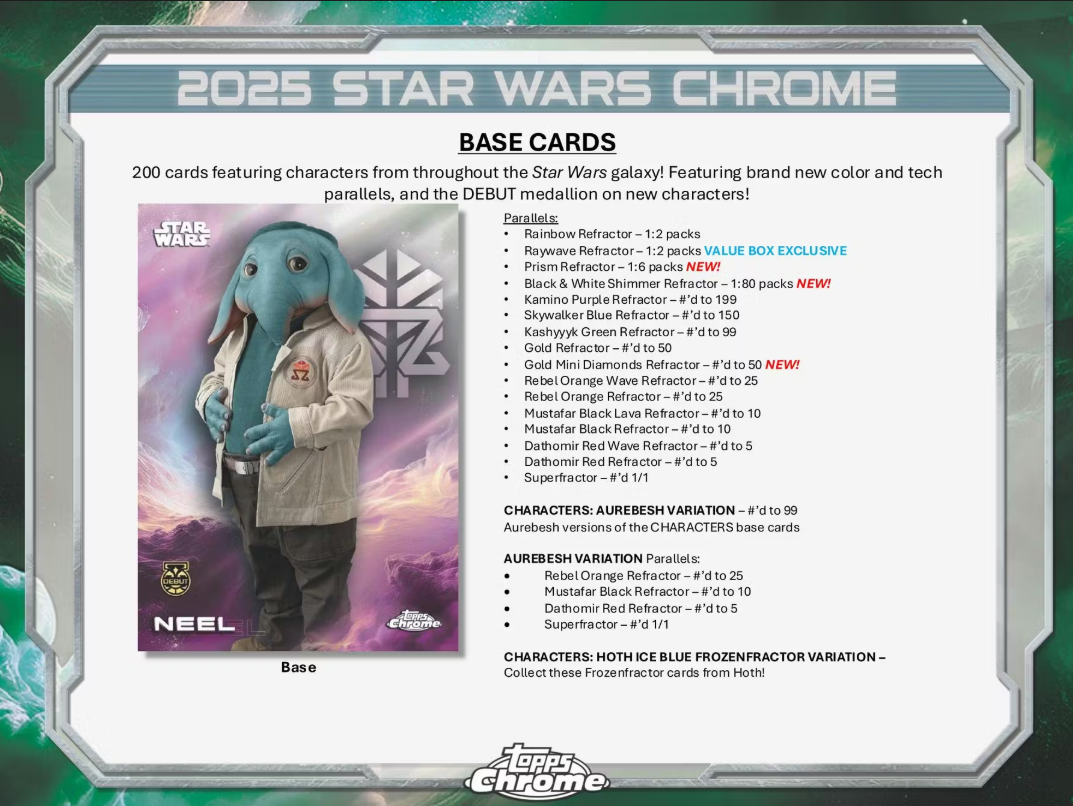2025 Topps Chrome Cartes Star Wars Blaster Box