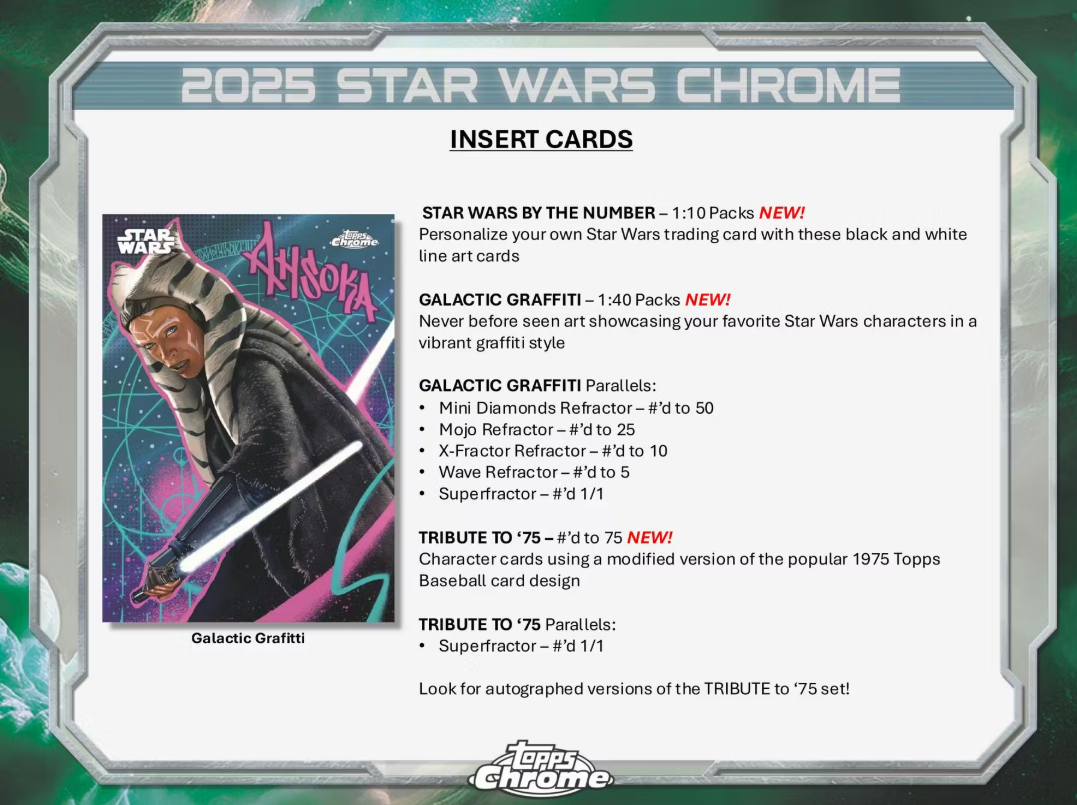 2025 Topps Chrome Cartes Star Wars Blaster Box
