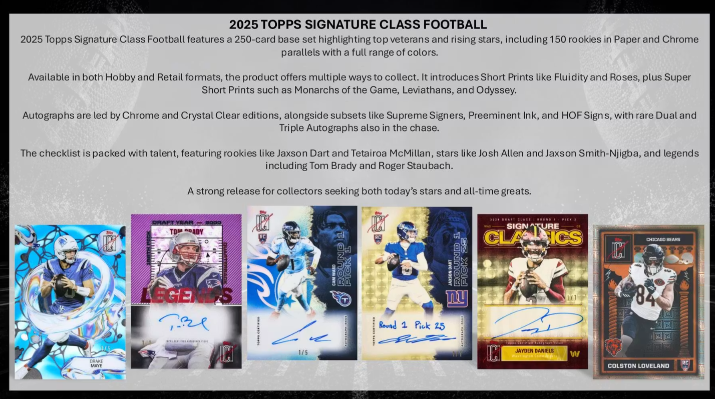 2025 Topps Signature Class Cartes Football NFL Blaster Box