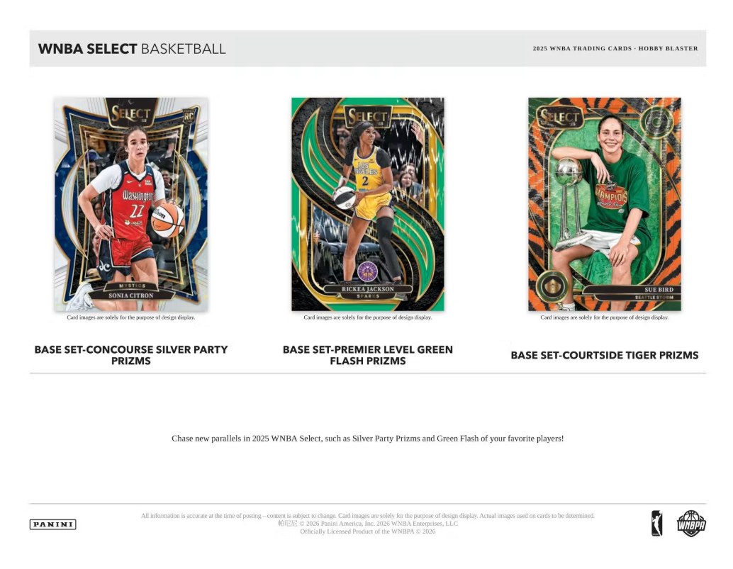 2025 Panini Select WNBA Cartes Basketball Hobby Blaster Box