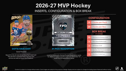 2026-27 Upper Deck MVP  Cartes Hockey NHL Hobby Box