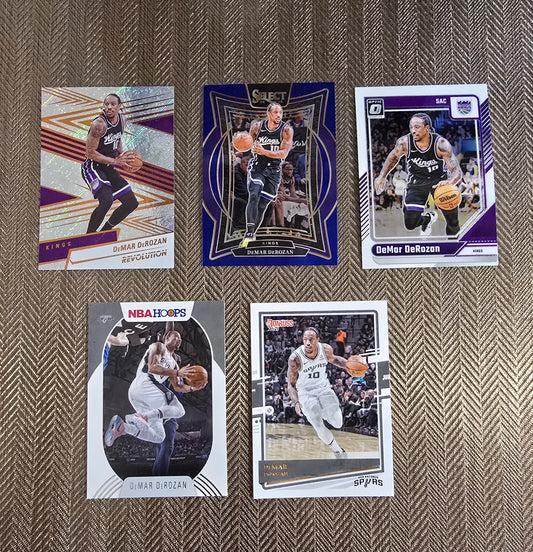 Lot 5 Cartes collection sport Basketball DEMAR DEROZAN
