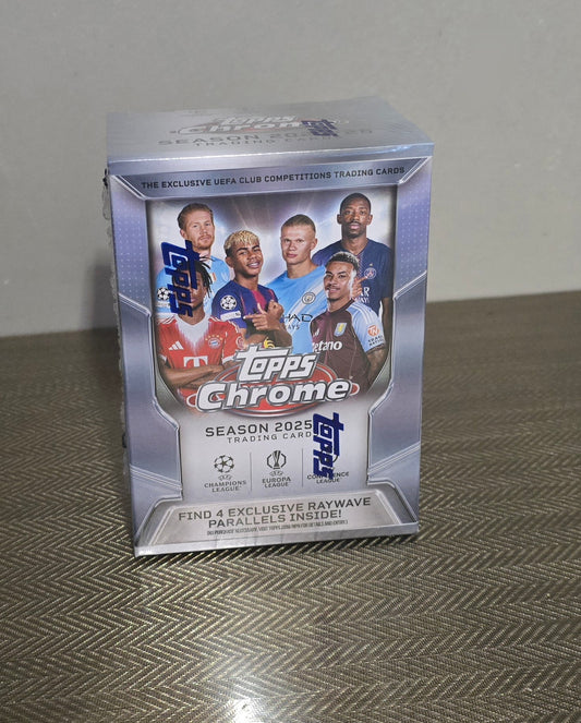 2025-26 Topps Chrome UEFA Club Competitions Cartes Foot Soccer Blaster Box