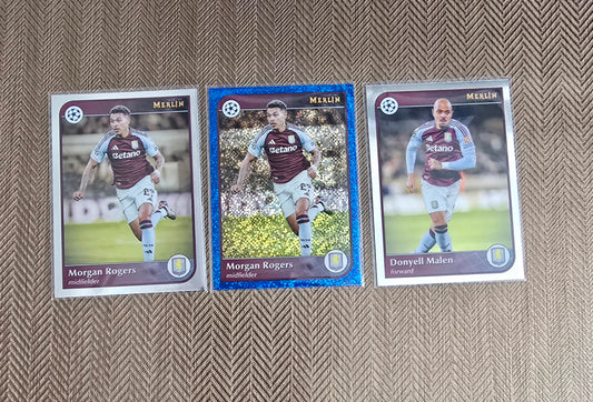 Lot 3 Cartes collection sport Soccer ASTON VILLA (Dont une numérotée 033/150)