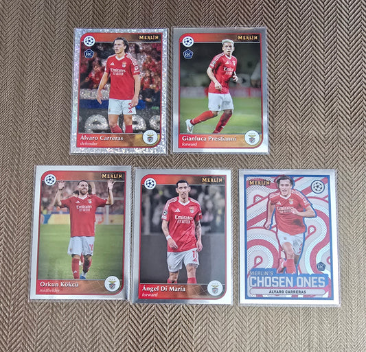 Lot 5 Cartes collection sport Soccer SL BENFICA