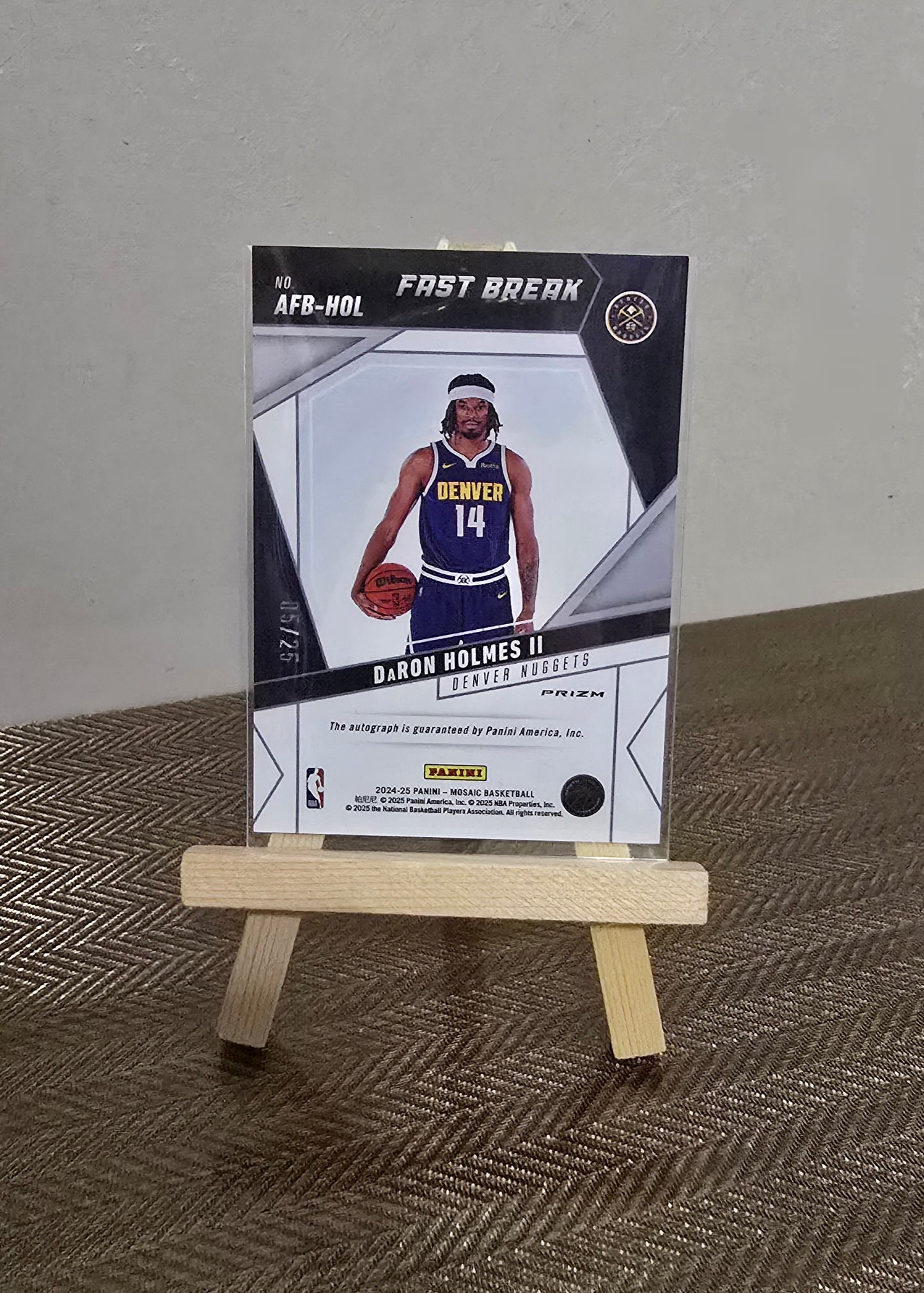 Carte Autographe numérotée #05/25 collection sport Basketball NBA DaRON HOLMES II