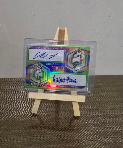 Carte Double Autographe numérotée #7/15 collection sport Basketball NBA ANTOINE WALKER / ROBERT PARISH