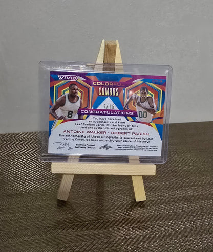 Carte Double Autographe numérotée #7/15 collection sport Basketball NBA ANTOINE WALKER / ROBERT PARISH