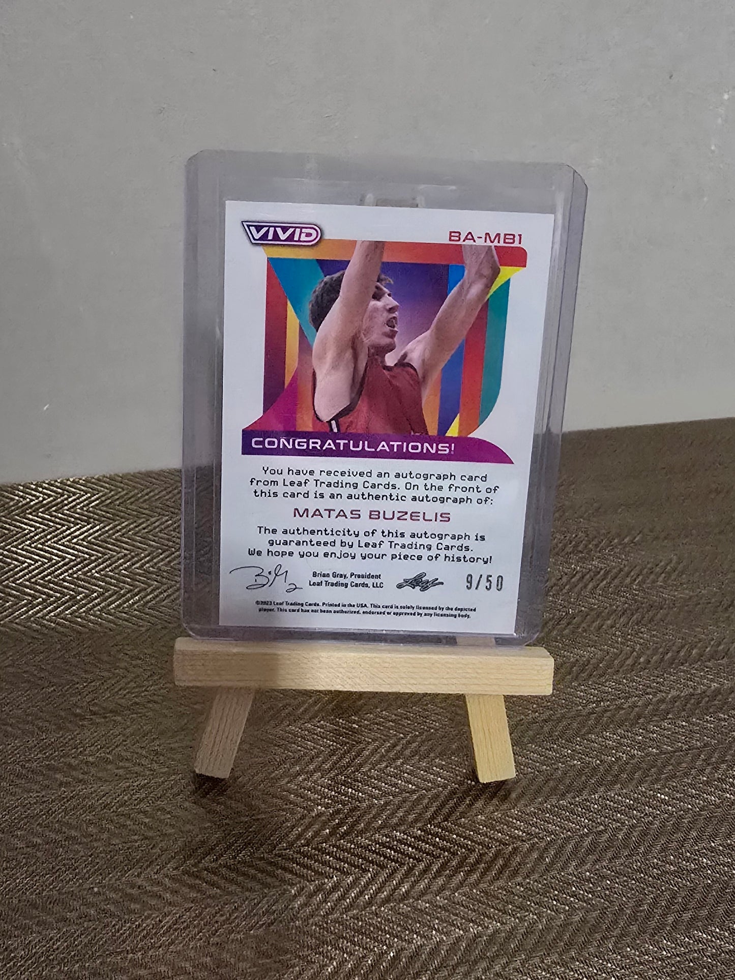 Carte Autographe numérotée #9/50 collection sport Basketball NBA MATAS BUZELIS