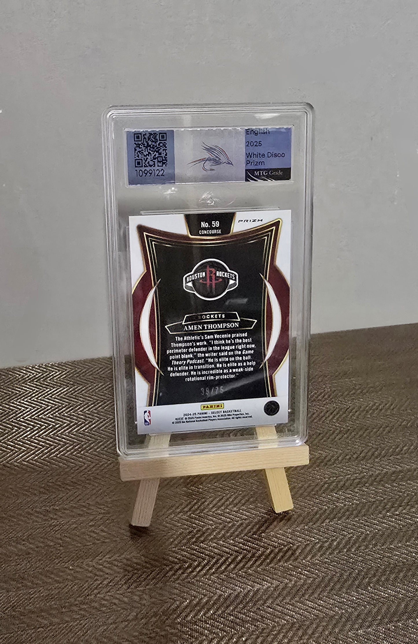 Carte Gradée MTG GRADE 9.5 - numérotée #39/75 collection sport Basketball NBA AMEN THOMPSON
