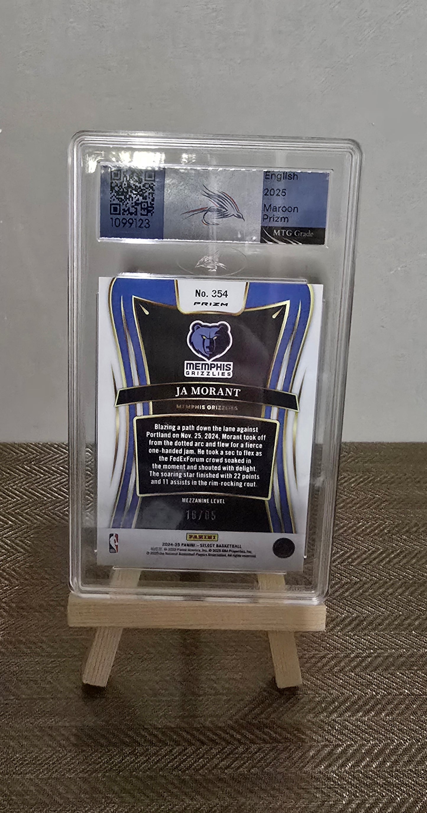Carte Gradée MTG GRADE 9.5 - numérotée #16/85 collection sport Basketball NBA JA MORANT