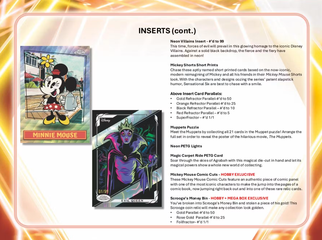 2026 Topps Cartes Disney Neon Blaster Box