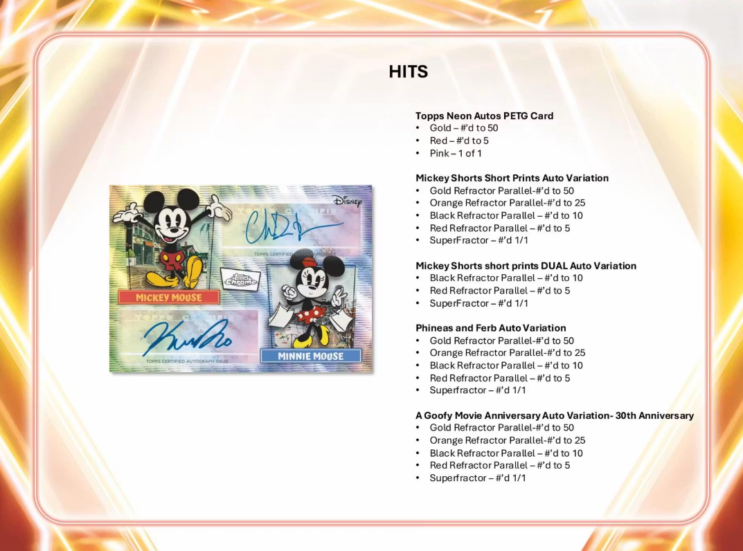2026 Topps Cartes Disney Neon Blaster Box