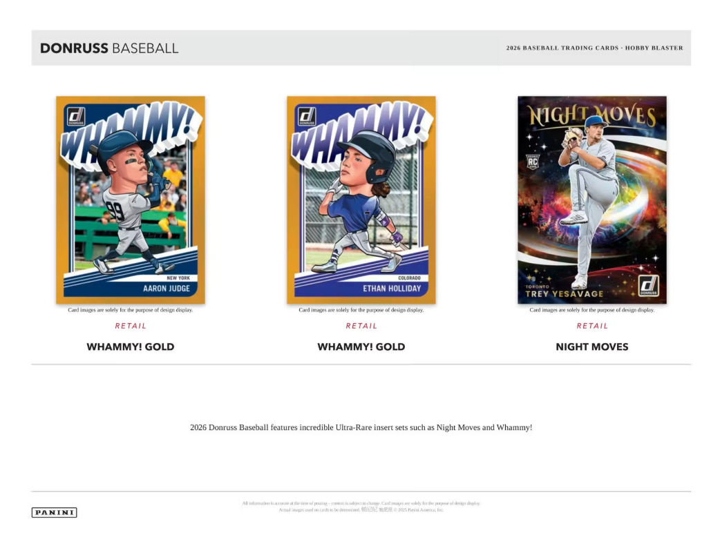 2026 Panini Donruss Cartes Baseball MLB Hobby Blaster Box