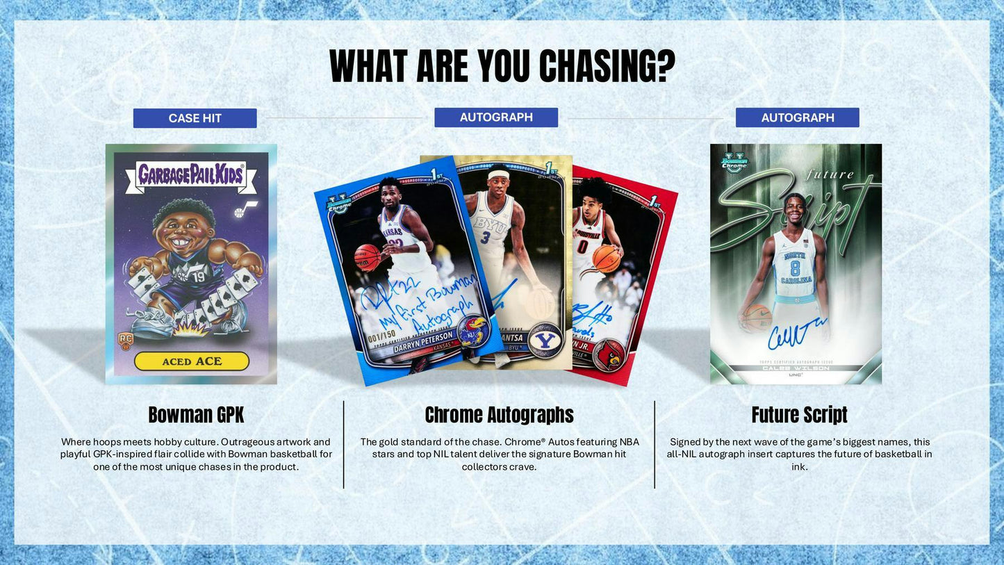 2025-26 Topps Bowman Cartes Basketball NBA Blaster Box ** PRECOMMANDE **