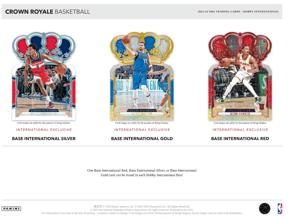 2023/24 Panini Crown Royale Cartes Basketball NBA International Hobby Bo