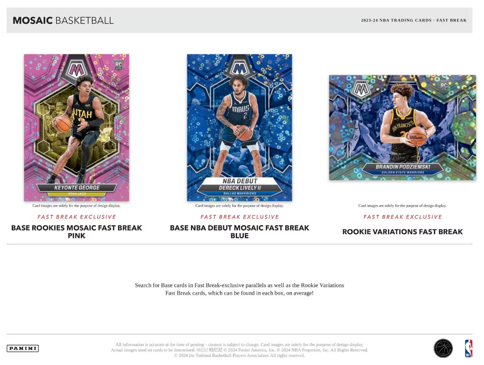 2023/24 Panini Mosaic Cartes Basketball NBA Fast Break Box