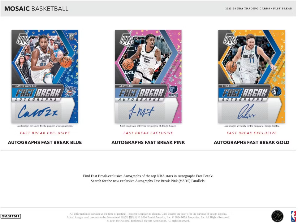 2023/24 Panini Mosaic Cartes Basketball NBA Fast Break Box