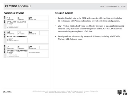 2024 Panini Prestige Cartes Football NFL Blaster Box Panini