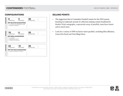 2024 Panini Contenders Cartes Football NFL Blaster Box Panini