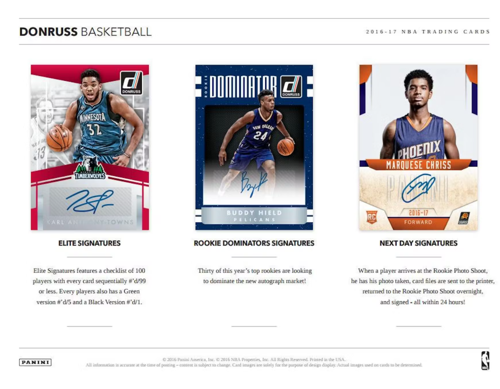 2016-2017 Panini Donruss Cartes Basketball NBA Blaster Box