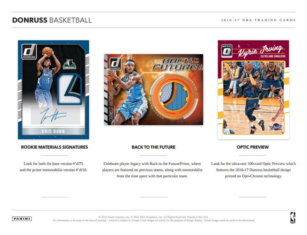 2016-2017 Panini Donruss Cartes Basketball NBA Blaster Box