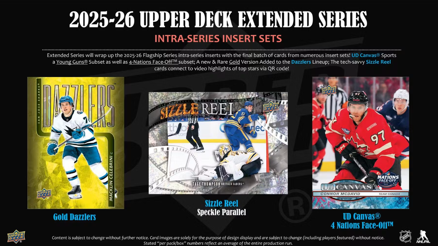 2025-26 Upper Deck Extended Series Cartes Hockey NHL Blaster Box