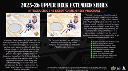 2025-26 Upper Deck Extended Series Cartes Hockey NHL Blaster Box