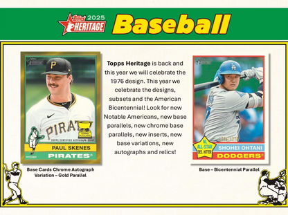 2025 Topps Heritage Cartes Baseball MLB Blaster Box